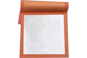 YongBo Edible Silver Leaf,3.7"by 3.7" 25 Sheets Book,Pure Silver Foil for Cake Baking,Food Decoration,Gilding Arts,Nail