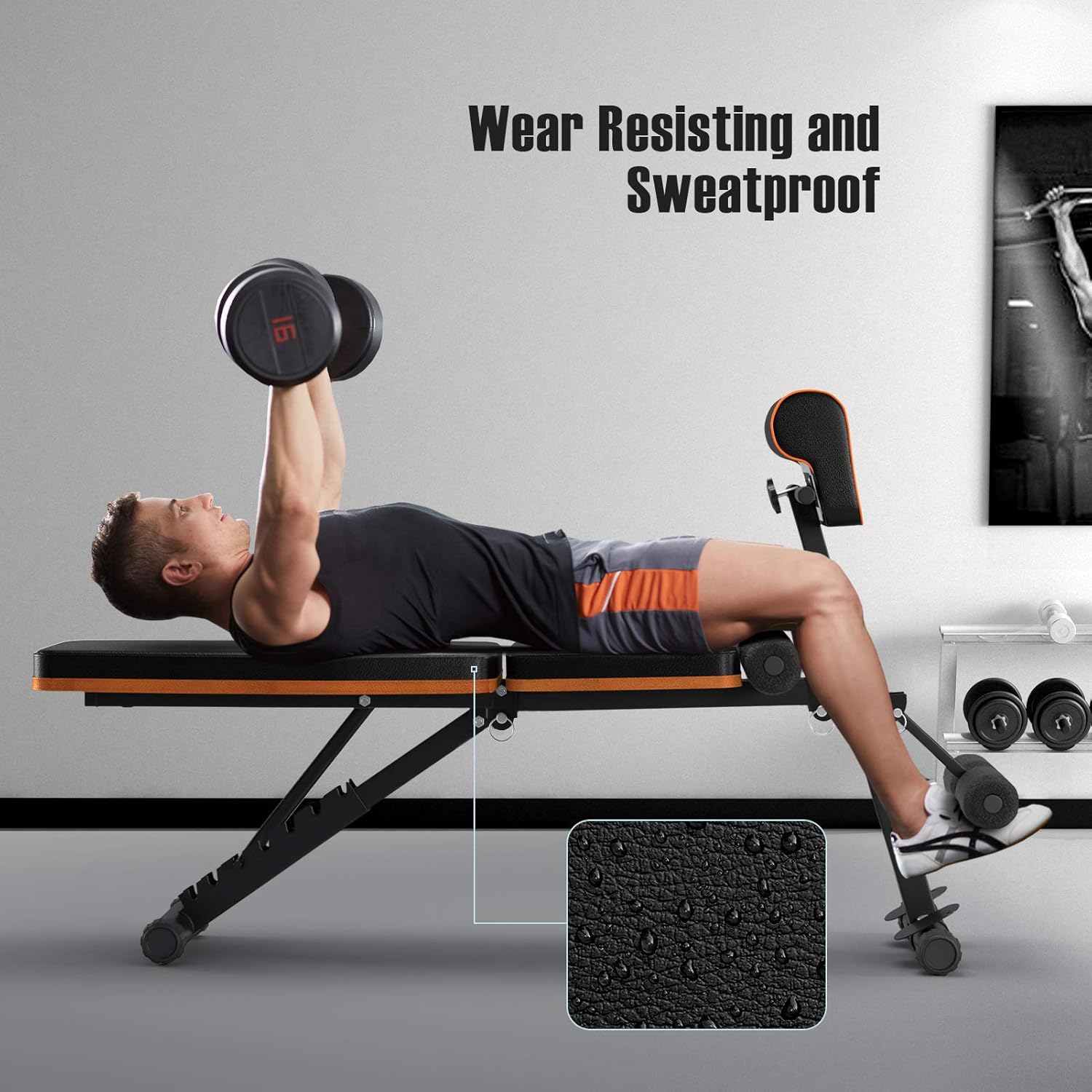 PERLECARE Adjustable Weight Bench for Full Body Workout - All-in-One Durable Exercise Bench Holds up to 772 lbs, Foldable Flat/Incline/Decline Workout Bench with Two Exercise Bands for Home Gym : Sports & Outdoors