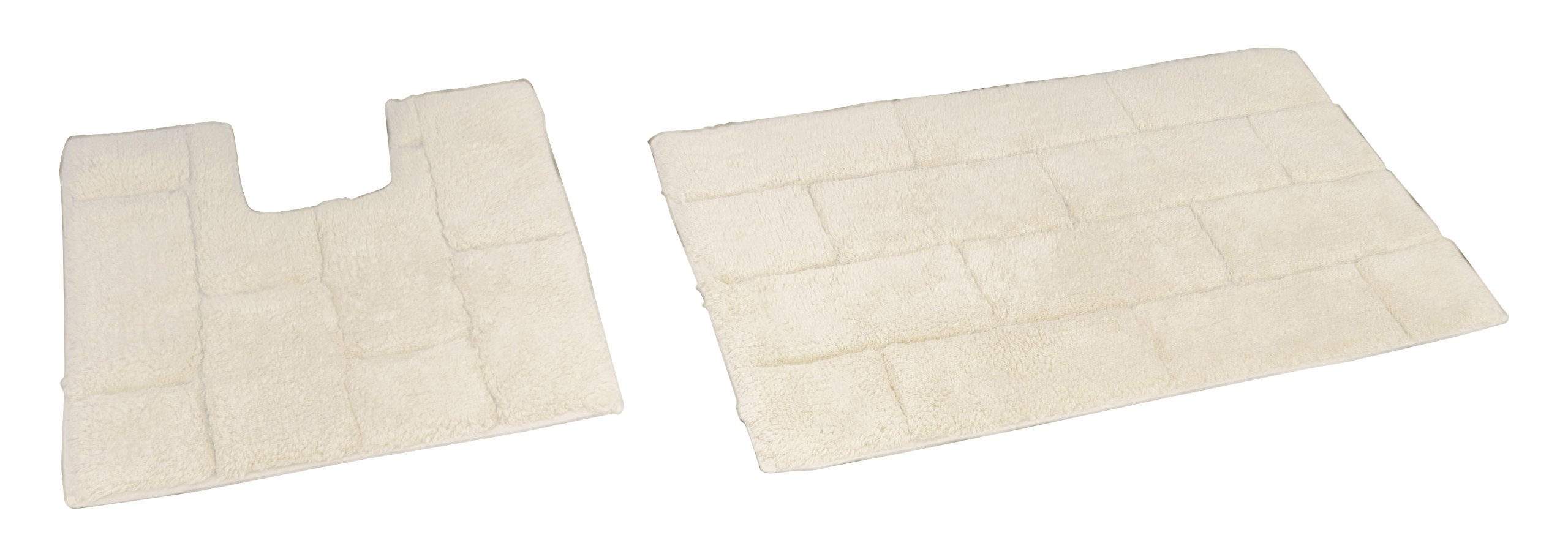 Rapport Tile Bath and Pedestal Mat Set, Cotton, Cream