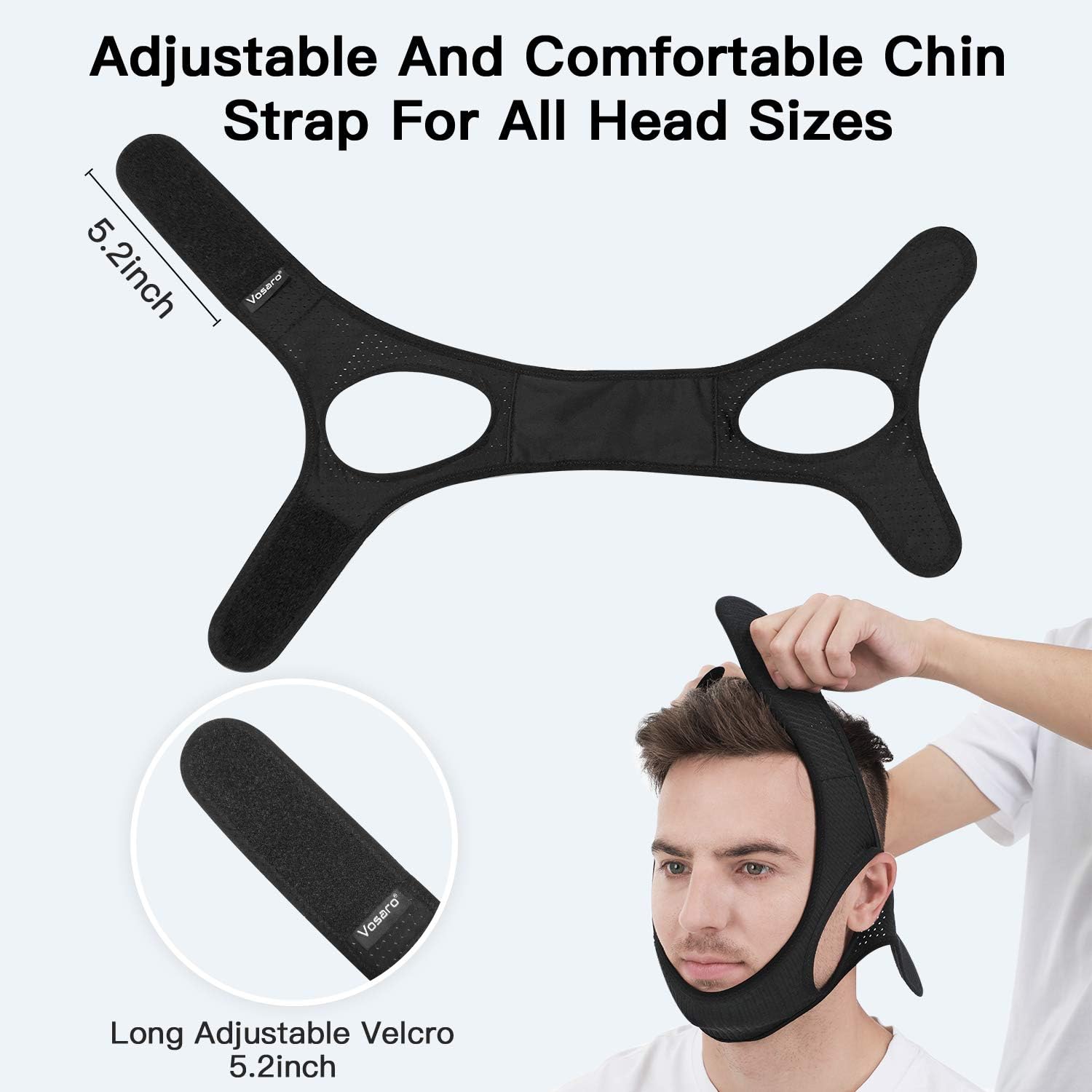 Anti Snore Chin Strap [Upgraded 2020], Vosaro Snoring Solution Anti Snoring Devices Effective Stop Snoring Chin Strap, Adjustable and Breathable Stop Snoring Sleep Aid for Men Women, Black: Health & Personal Care