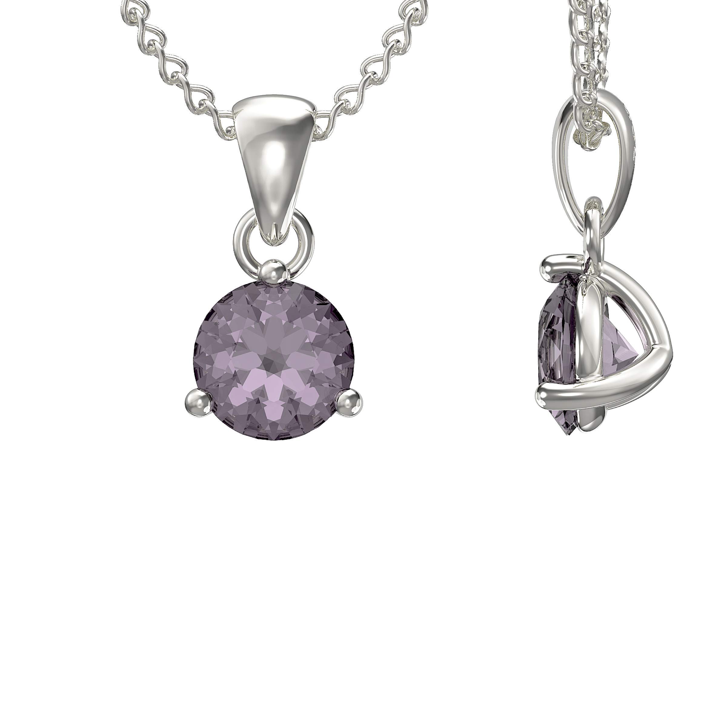 Aeon Birthstone Necklace - June Light Amethyst | 925 Sterling Silver & Cubic Zirconia | Polishing Cloth Included