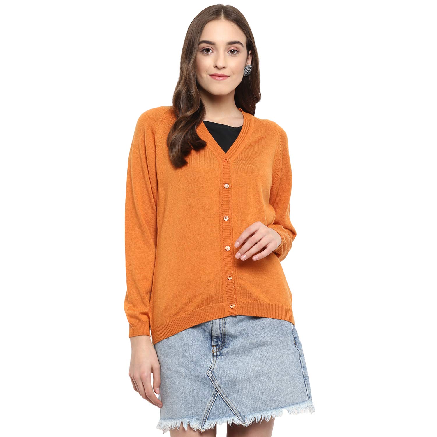 monte carlo orange pure wool cardigan