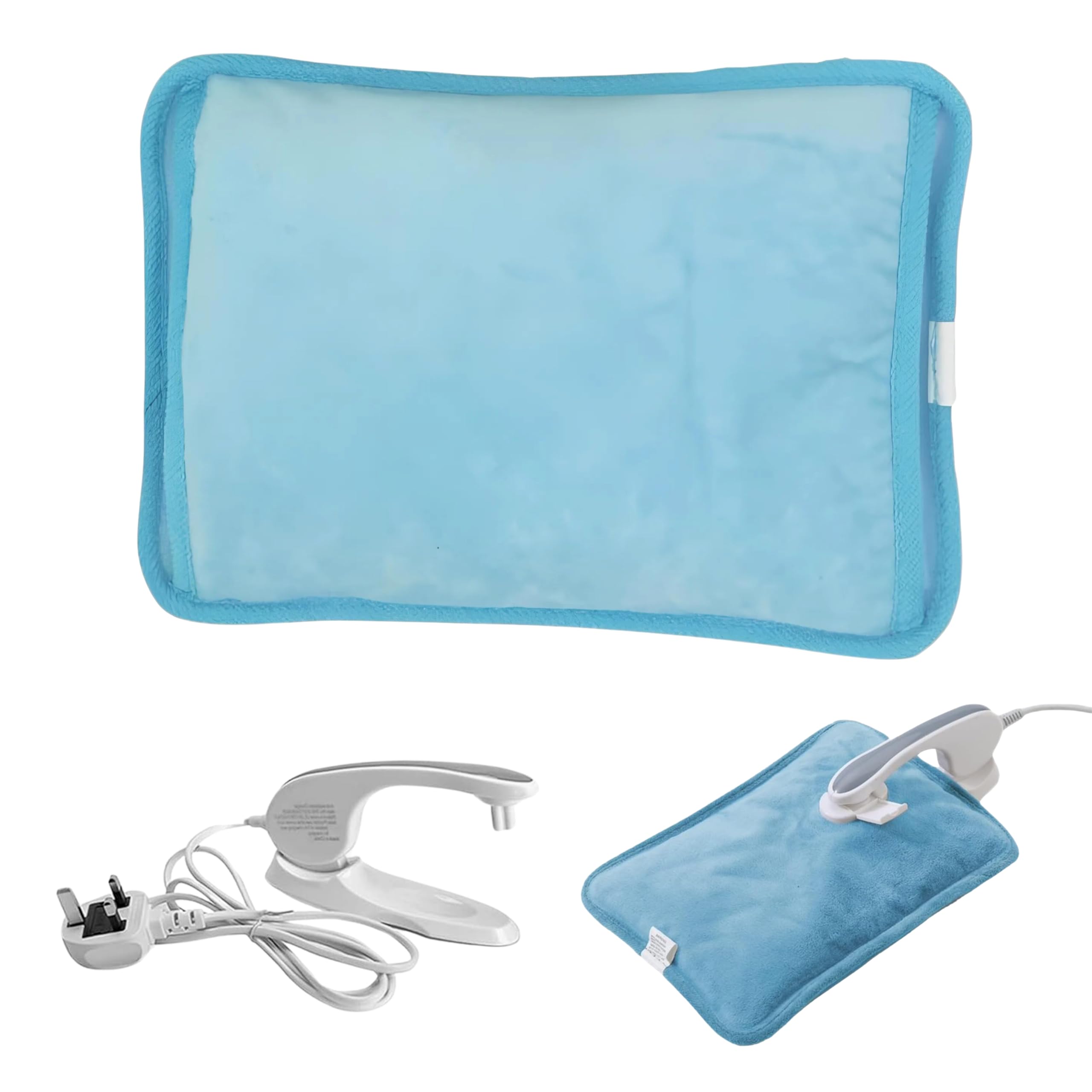 ADEPTNA Comfy Rechargeable Electric Hot Water Bottle with Hand Warmer Pouch - Easy Plug-in with Overheat Protection and Energy Efficiency (Blue)