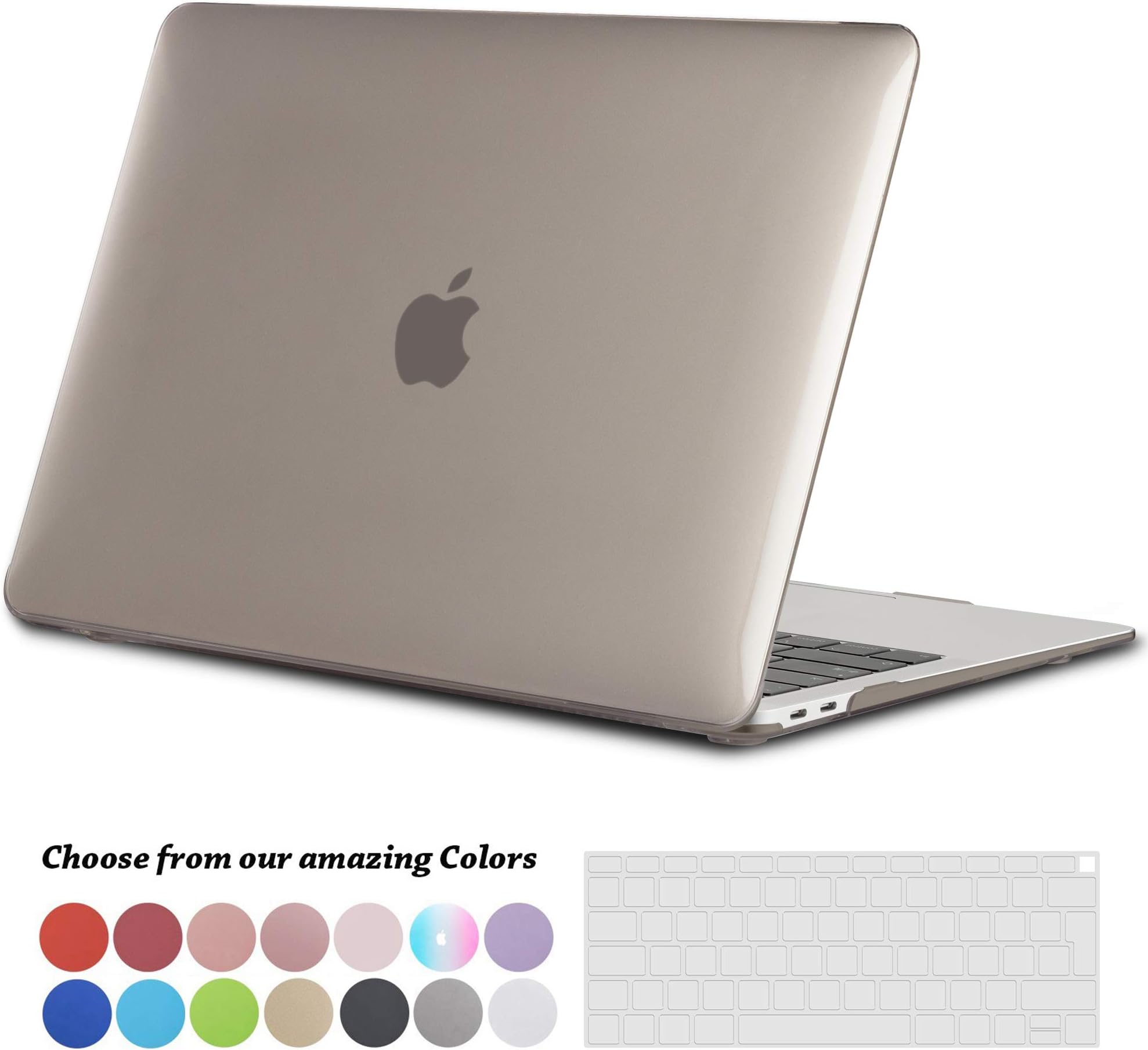 TECOOL Case Compatible with MacBook Air 13 inch Cover 2020 2019 2018 A2337 M1/A2179/A1932, Plastic Hard Shell Protective Cover Case & EU Keyboard Cover for Apple Mac Air 13.3 Touch ID - Crystal Grey