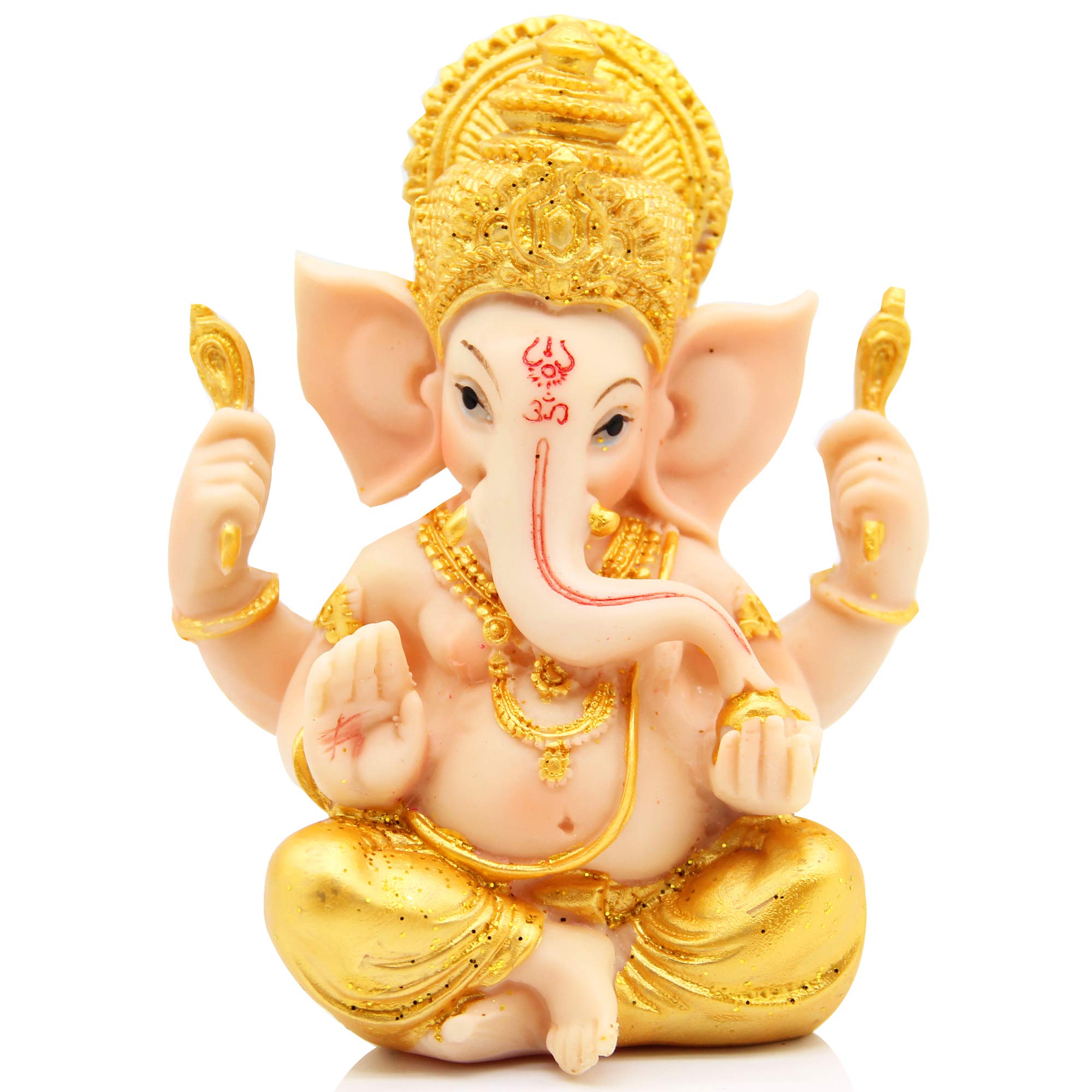 Photo 1 of H&W 6''H Blessing A Colored Statue of Lord Ganesha Ganpati Elephant Hindu God, Elephant God Statue, Handmade Sculpture Buddha Figurine Decoration