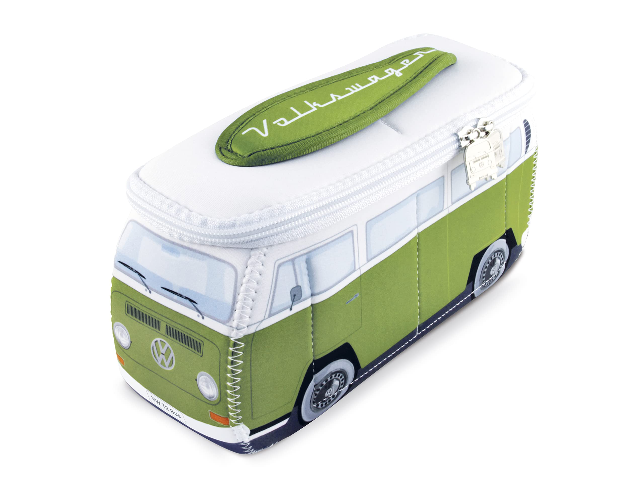 BRISA VW Collection - Volkswagen Neoprene Universal Makeup Cosmetics Toiletry Travel Pharmacy Bag in T2 Bus Design (Green & White/Small)