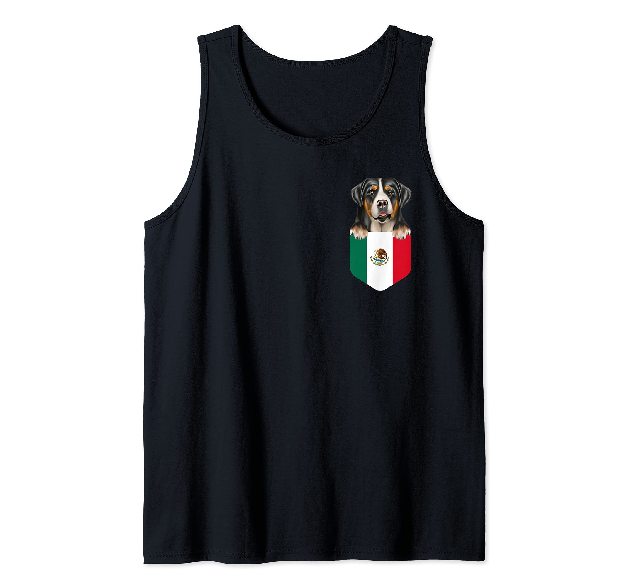 Mexico Flag Greater Swiss Mountain Dog Dog In Pocket Tank Top