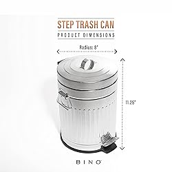 BINO Round Step Trash Can with Lids, Stainless