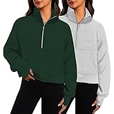XFIFM 2 Pack Womens Sweatshirts Half Zip Cropped Pullover Fleece Quarter Zipper Hoodies 2025 Fall Fashion Outfits Clothes