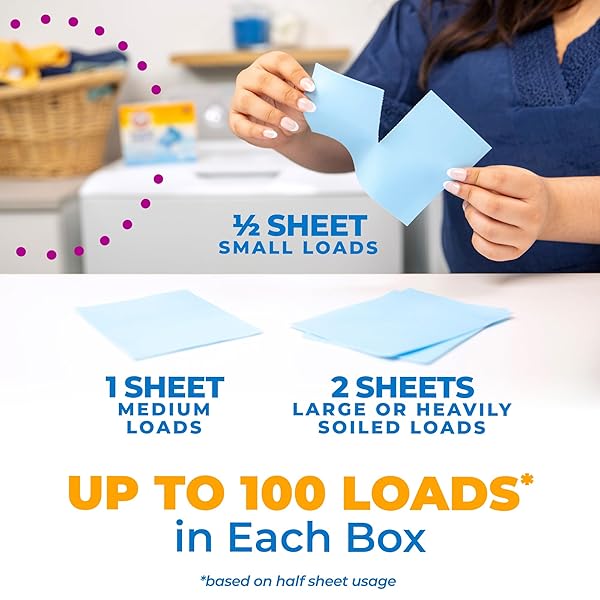 ARM & HAMMER POWER SHEETS LAUNDRY DETERGENT, FRESH LINEN 50CT, UP TO 100 SMALL LOADS (PACKAGING MAY VARY)