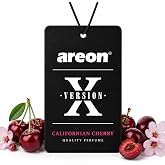 AREON X Californian Cherry Paper Hanging Car Air Freshener - Pack of 12 | Long Lasting Fragrance - Rear View Mirror Design - Car Home Office Closet Use - Helps Reduce Odors