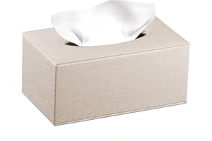 YAPISHI Leather Tissue Box Cover Rectangle,Stylish Tissues Box Holder Modern Rectangular Facial Paper Towels Organizer/Dispenser Decor Tissue Cover for Bathroom NightStand Coffee Table Home Office Desk.Beige