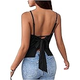 SweatyRocks Women's Sleeveless Tie Back Blouse Backless Slim Fit Going Out Tank Tops