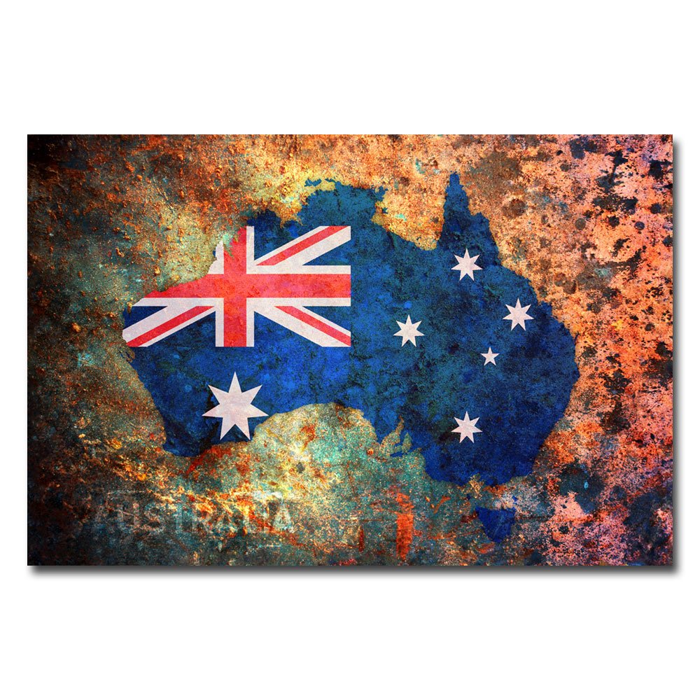Australia Flag Map by Michael Tompsett, 22x32-Inch Canvas Wall Art