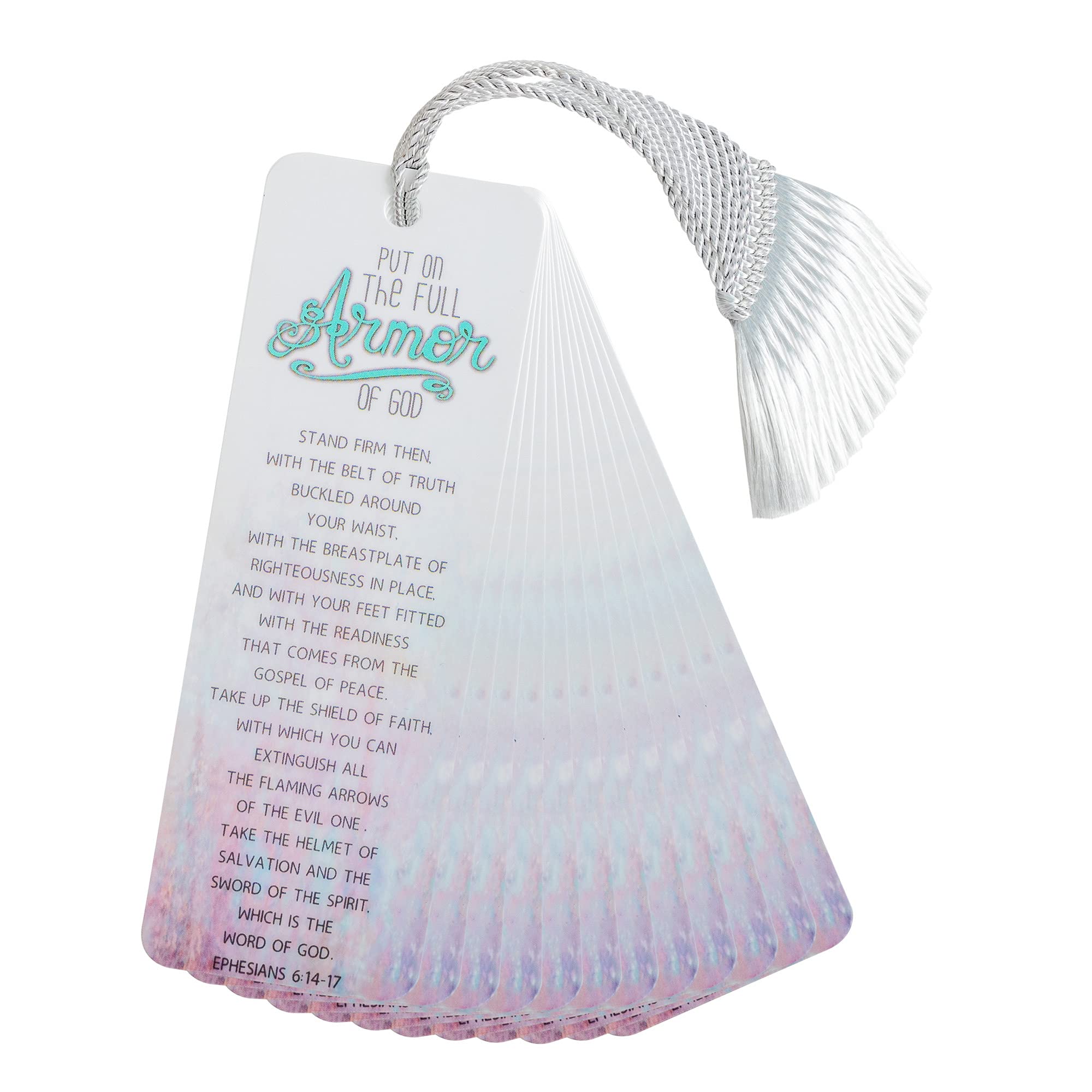 Full Armor of God Soft Watercolors Cardstock Tassel Bookmark Tags, Pack of 12