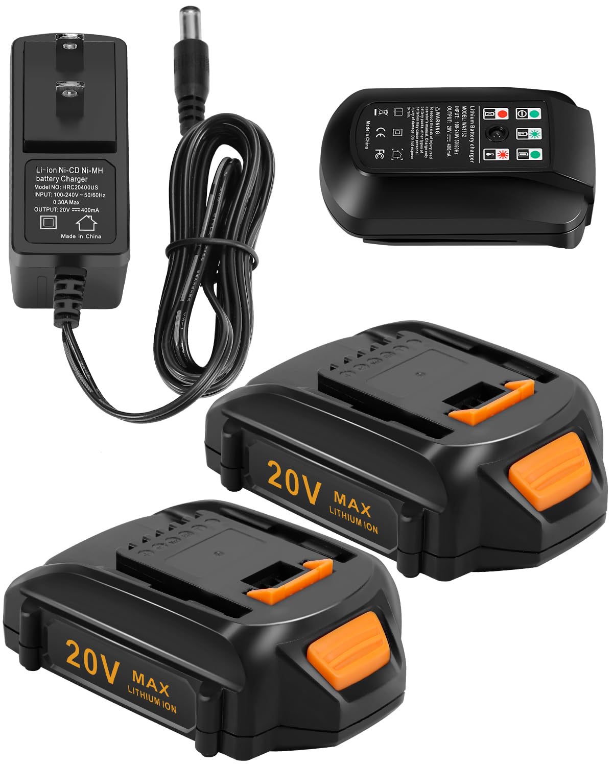 Fayeey Replacement Worx 20V 2Pack 3.5Ah Battery and Charger Starter Kit ...