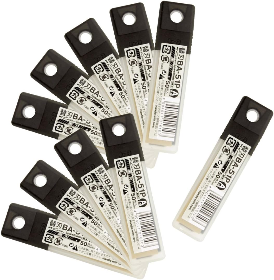 NT Cutter BA-51P Utility Knife Spare Black Blade 10 x Packs of 50 Blades - total 500 Blades -