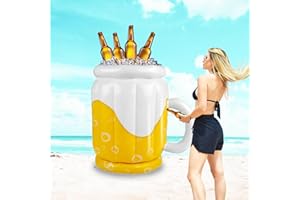 PJMARTS Extra Large Inflatable Beer Cooler Beer Mug Beverage Cooler for Jumbo Oktoberfest Floating Drinks Cooling Bin Ice Bucket Gathering Backyard barbecues Summer Pool Parties Decorations