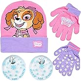 Nicklelodeon Paw Patrol Girls Winter Hat and 2 Pair Mittens or Gloves (Age 2-7), Size Age 4-7, Paw Patrol Reversible Glove with Handwarmers