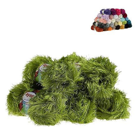 maDDma 5 x 100g Strickgarn Yumos Fransenstrickgarn Strickwolle, Farbe:1263 limettengrün