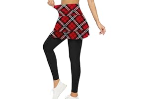 WOWENY Tennis Skirted Leggings with Pockets for Women Active Skort Athletic Ruffle Pleated Golf Skapri with Skirt