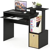 Furinno Econ Multipurpose Home Office Computer Writing Desk, Black/Brown | Side Shelves and Storage Bin, Computer Desk, Office Desk, for Home Office, Study Room, Dorm
