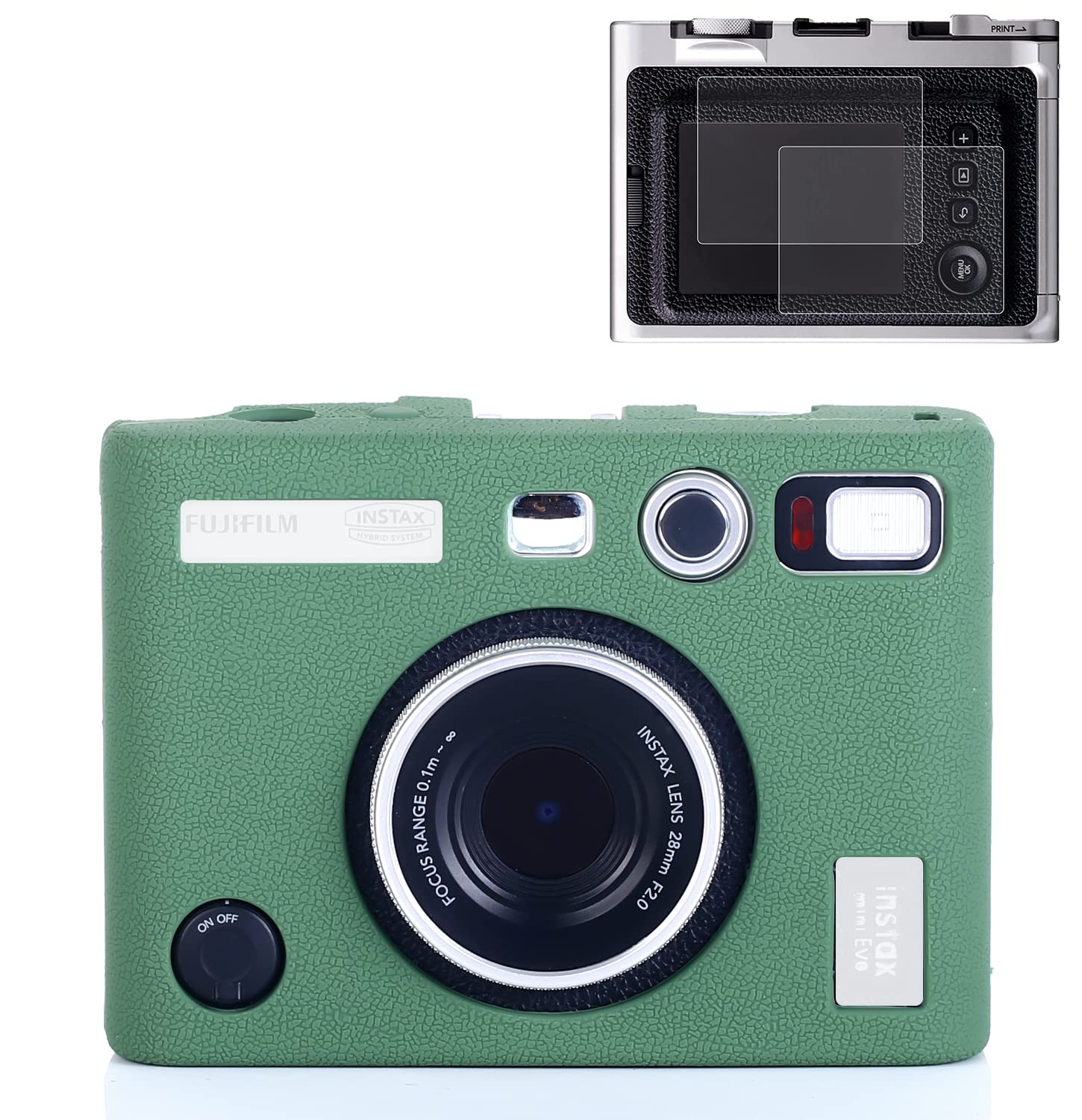 Photo 1 of Pocoukate Protective Case for Instax Mini EVO, Soft Silicone Cover Bag with Screen Protector for Fujifilm Instax Mini EVO Instant Camera - Green