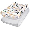 TILLYOU Baby Changing Pad Cover, Changing Table Cover for Girls Boys, Ultra Soft Breathable, 2 Pack African Steppe & Grey