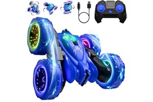 Remote Control Car, Rechargeable Fast Direct Charging RC Cars with Colorful Light, Double Sided 360° Flips RC Stunt Car 2.4Gh