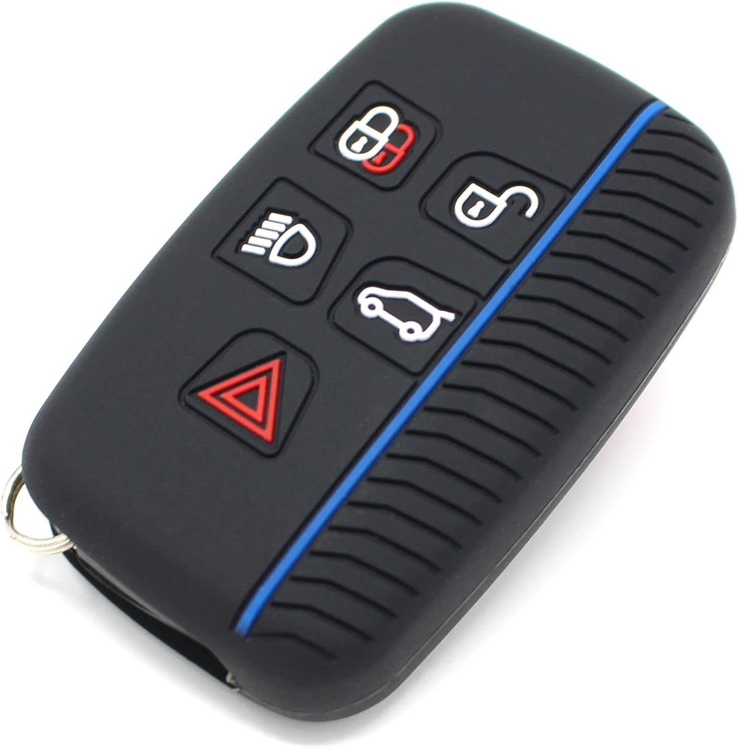 Finest-Folia LA silicone key cover for 5-button car keys, Schwarz Blau