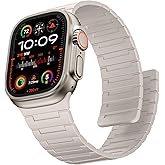 Suphart Strong Magnetic Bands Compatible with Apple Watch Band 49mm 46mm 45mm 44mm 42mm 41mm 40mm 38mm, Silicone Strap for iWatch Ultra 2 SE Series 10 9 8 7 6 5 4(49/46/45/44/42mm, Starlight)