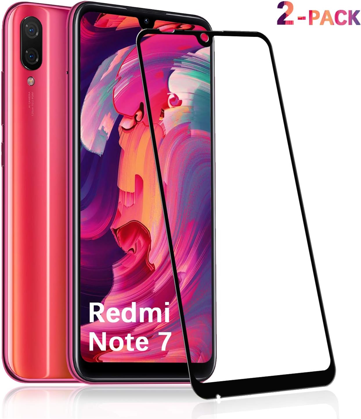 Xiaomi Redmi Note 7 Screen Protector, SCL 3D Curved Full Coverage Dot Matrix Tempered Glass Screen Protector for Xiaomi Redmi Note 7 (1 Pack), Case Friendly Updated Version Black