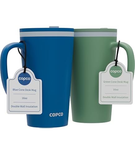 Amazon.com | Copco Iconic 16oz Double Wall Insulated Desk Mug with Lid &  Handle, Set of 2, BPA-Free Reusable Plastic, Spill-Resistant, Microwave &  Dishwasher Safe, Wide Mouth (Green/Hunter Green): Tumblers & Water