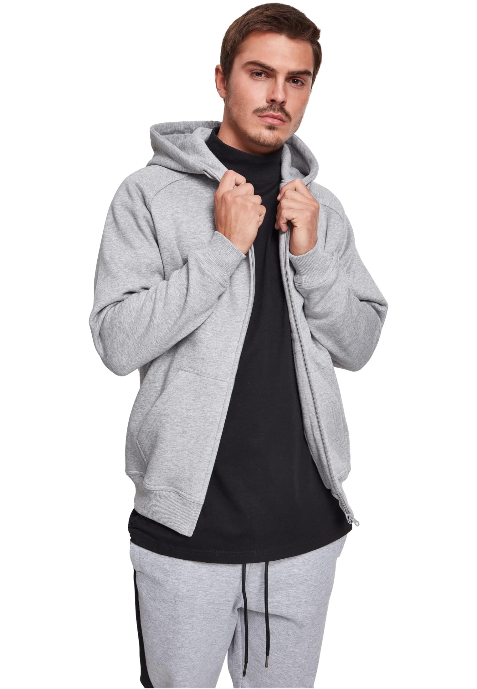 Urban Classics Men's TB014C-Zip Hoody Zip Hoody, grey, L