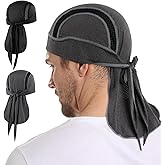 MELASA Do Rag Skull Cap Helmet Liner, Cooling Mesh Bandana Cap, Sweat Dew Rags Head Cover for Men Cycling Motorcycle Running