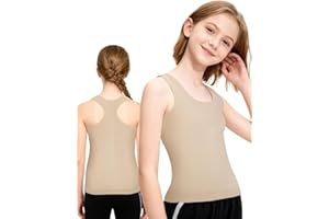 Girls Dance Racerback Tank Top - Seamless Nude Sleeveless Athletic Undershirts, Gym & Dance Practice Shirts