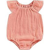Mubineo Baby Girl Boy Summer Cotton Linen Romper Clothes Basic Plain Ruffle Sleeveless Comfy Rompers Newborn Tops