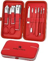 Keiby Citom Manicure Set 10pcs Stainless Steel Nail Clippers Kit Red Portable