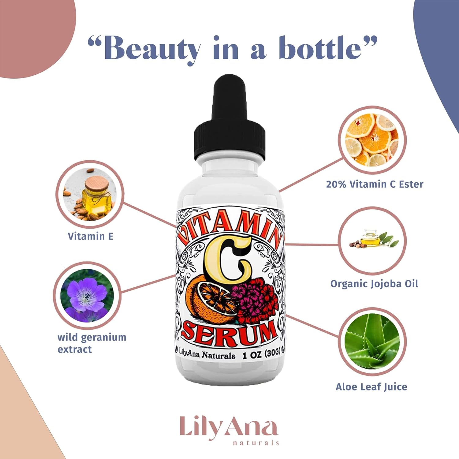 Vitamin C Serum for Face - Face Serum with Hyaluronic Acid and Vitamin E, Anti Aging Serum, Reduces Age Spots and Sun Damage, Promotes Collagen and Elastin - 1oz: Beauty