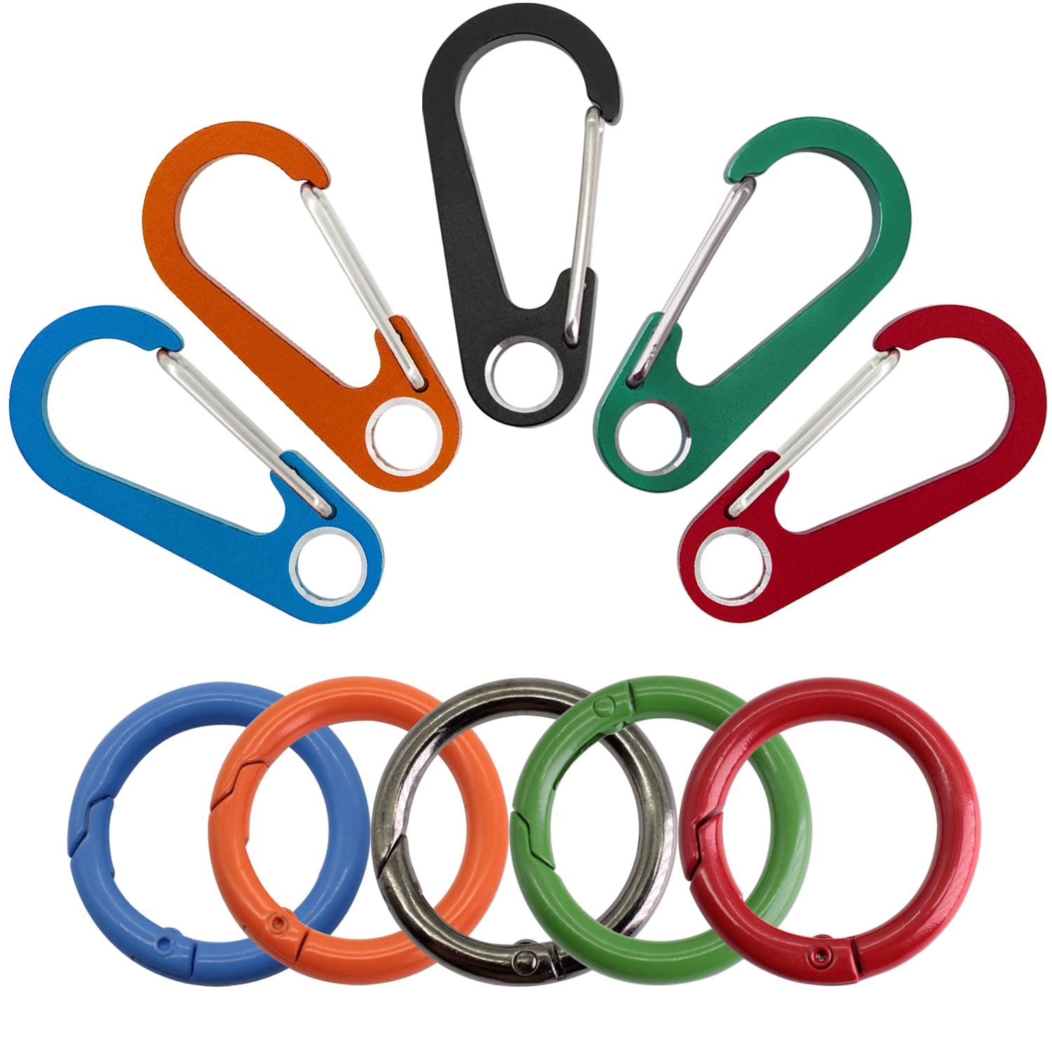 PPFISH EDC Small Carabiner Keychain Clips, Spring Snap Hook Carabiner Ring for Camping Traveling Backpack Paracord Accessories (Aluminium alloy, Large)