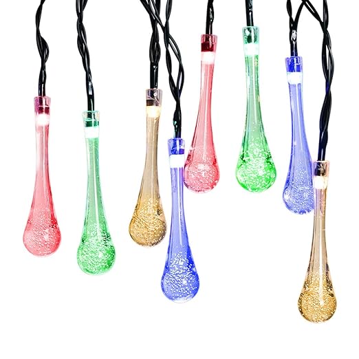 Patiszon 30 llevó luz solar de la secuencia del jardín 20ft Luces del carámbano de la Navidad impermeables para al aire libre, patio, yarda, hogar, árbol de Chrismas, partido (multicolor)