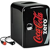 Coke Zero Mini Fridge - 6 Can Refrigerator for Bedroom Office, Portable Table Top Beverage Cooler, 12V 110V Refrigerador For Drinks, Soda, Wine Use In Car, Dorm, Outdoor, Patio on Fridge.com