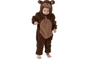 LONULAIN Unisex Baby Animal Costume Pajamas, Infant Flannel Hooded Halloween Romper Cosplay Costume/Homewear/Sleepwear