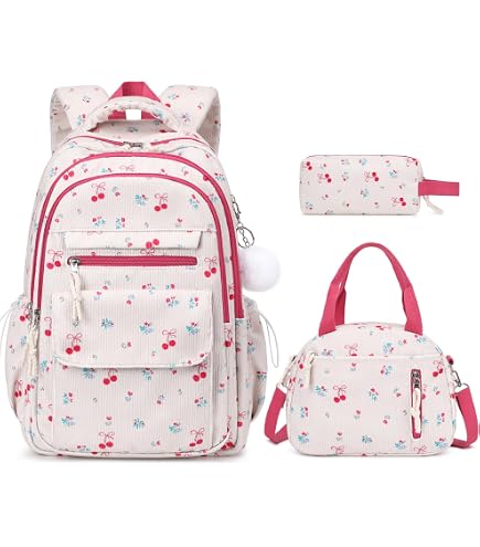 Quilted Cotton Backpack for Teen Girls, Floral School Bookbag, Fits 15.6\