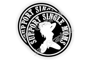 SHANGYUEFEI Pair - SUPPORT SINGLE MOMS Hard Hat Stickers Motorcycle Welding Helmet Decals Funny Labels Badges Mechanic Toolbox Laborer Construction Trucker Foreman Scaffold Stripper Dancer Sexy Babe Girl