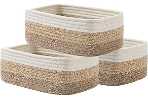 KALLAX Small Woven Basket, 12 x 8 x 4.5 Inches, Storage Basket for Organizing, Cute Small Rope Shelf Closet Cube Storage Bins Baskets for Shelves, Dog Toy Gift Baskets Empty, 3 Pack Gradient Brown