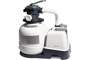 INTEX 2,100 GPH Krystal Clear Sand Filter Pump and Saltwater Pool Chlorine System for Above Ground Pools, Pool Cleaner System