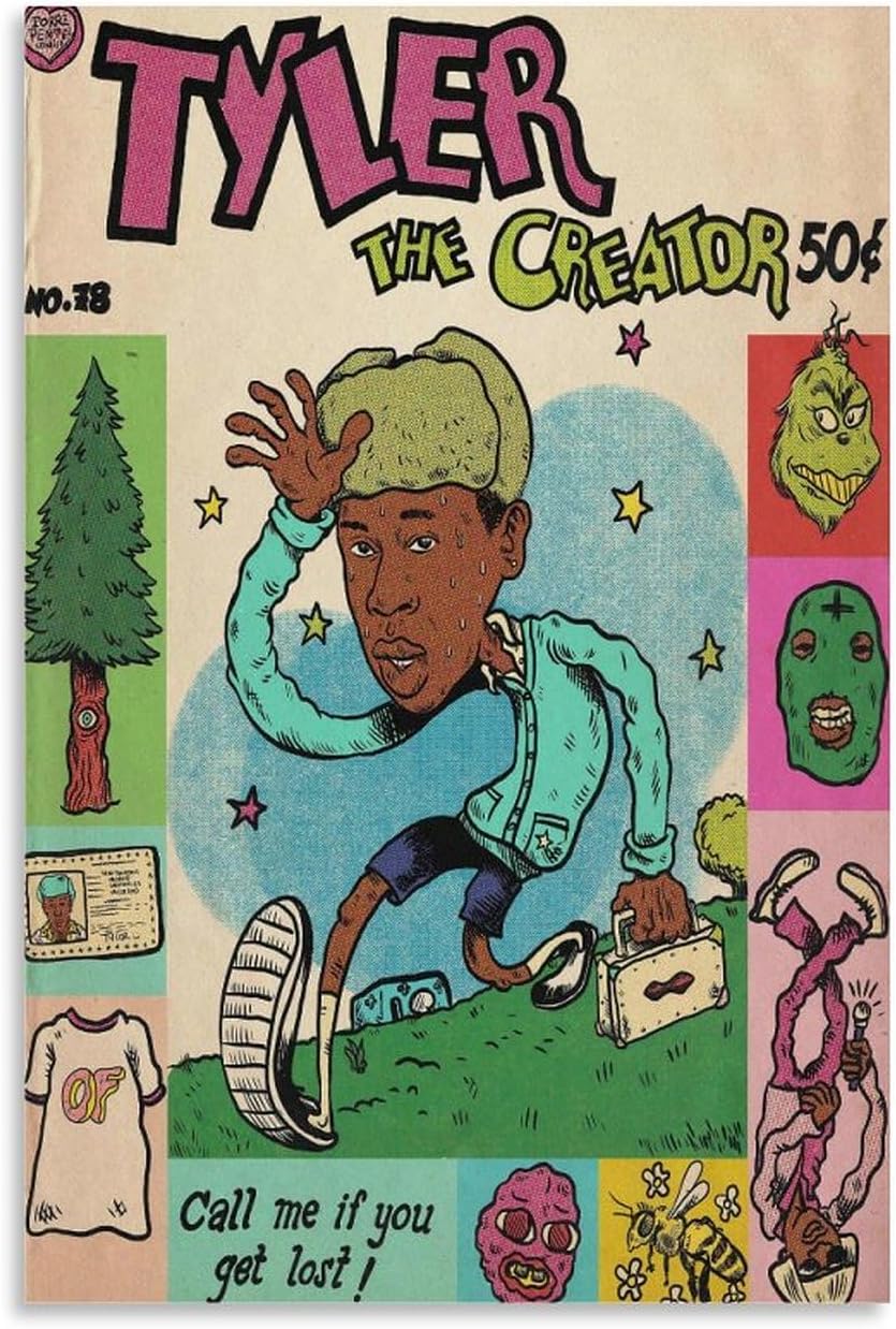 Posters & Prints - Tyler The Creator Poster Comic Music Poster for Room Aesthetic Canvas Wall Art Bedroom Decor 12x18inch(30x45cm)