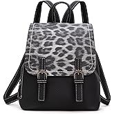 Montana West Black Leopard Print Small Backpack Purse for Women Vegan Leather Mini Womens Backpack Cute Convertible Shoulder Bag