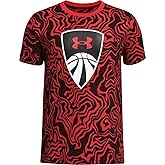Under Armour Boys Shield Basketball Short Sleeve Shirt (US, Alpha, Medium, Regular, Regular, RED/BLACK)